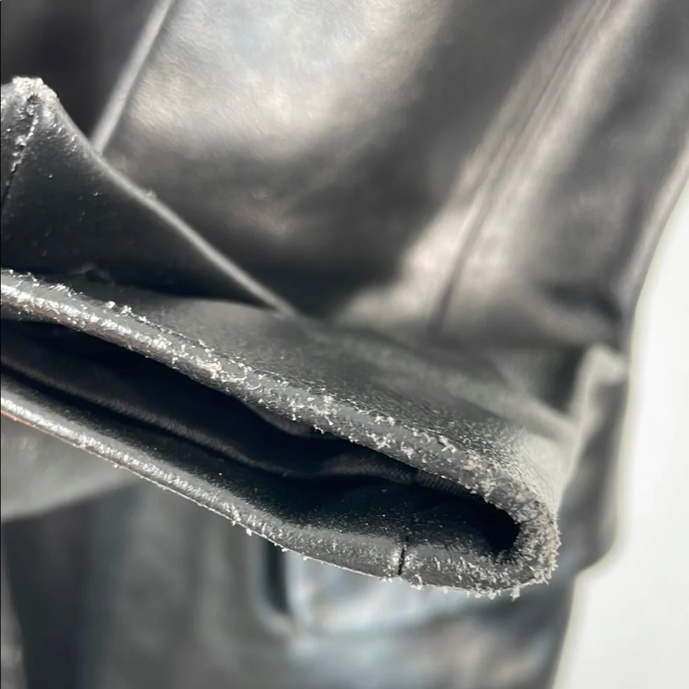 b+ab Black 100%‎ Genuine Leather Blazer Jacket Horse Print Lining Size 38